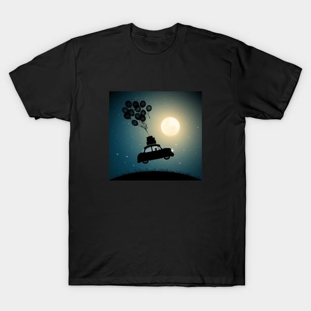 Car flies on balloons T-Shirt by arvitalya